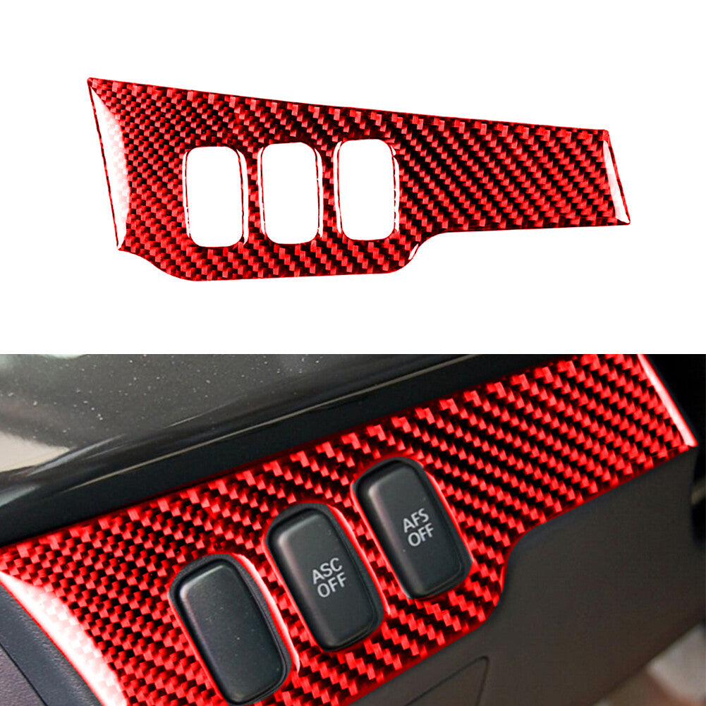 Red Carbon Fiber Light Control Panel Cover Trim for Mitsubishi Lancer 2008-2015