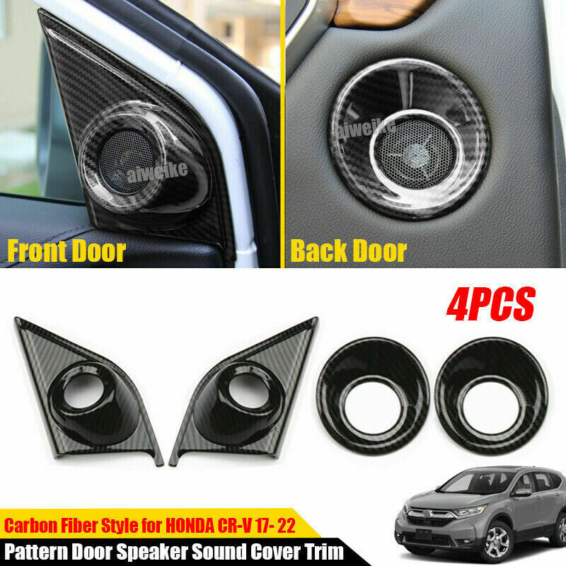4X Carbon Fiber Look Door Speaker Sound Cover Trim for Honda CR-V CRV 2017-2022