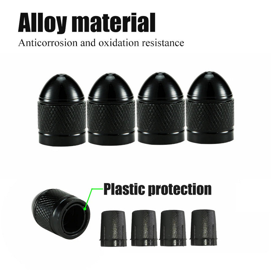 4-piece car tire valve cover rod air dust cover black and white skull  for ford