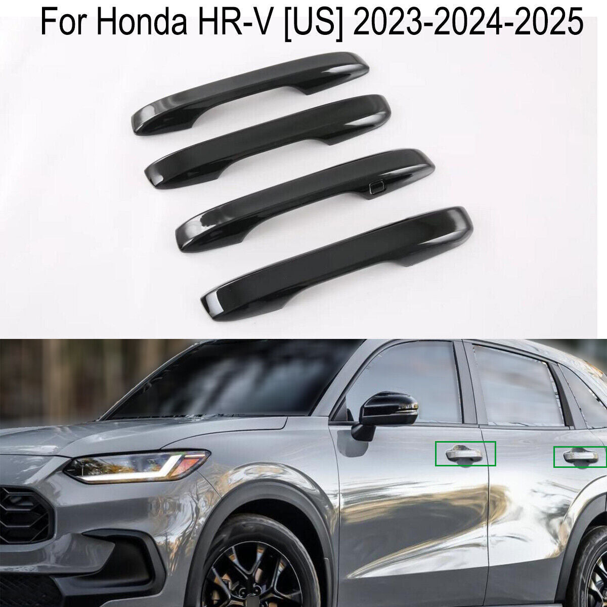 Black External Door Handle Cover Trim ABS for Honda HR-V HRV [US] 2023-2024-2025