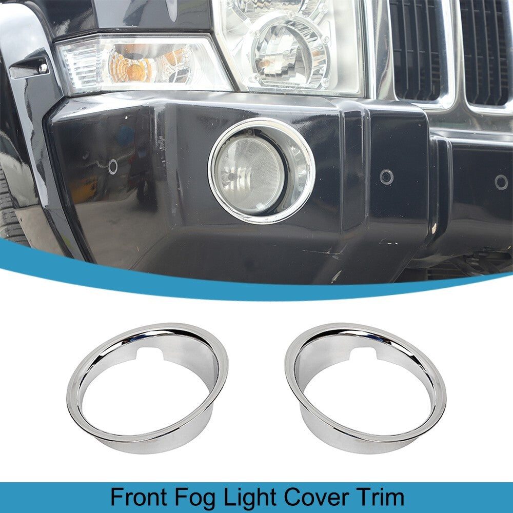 Chrome Front Fog Light Lamp Cover Trim for Jeep Commander 2006 2007 2008-2010