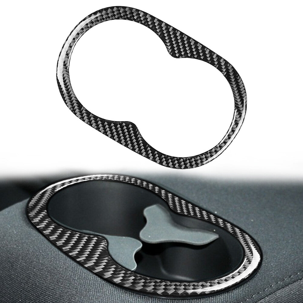 Carbon Fiber Rear Water Cup Holder Cover Trim for Dodge for Challenger 2015-2023 19