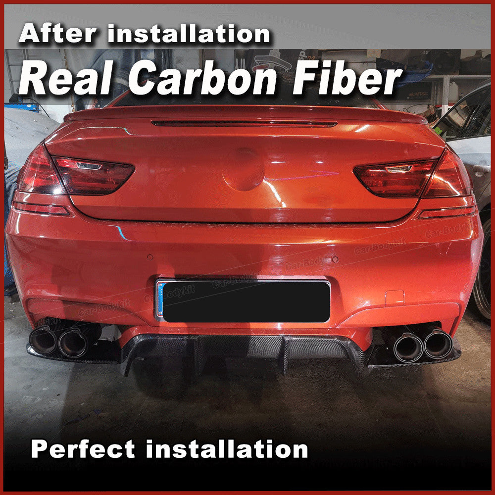 for BMW F06 F12 F13 M6 2013-2018 REAL CARBON Rear Bumper Diffuser Lip Splitters