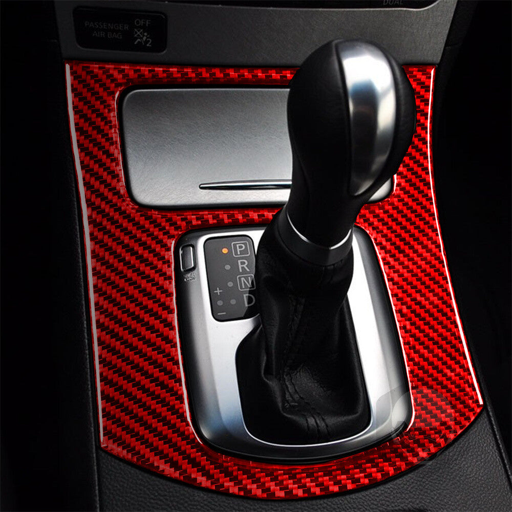 Red Carbon Fiber Central Control Gear Shift Panel Cover for Infiniti G37 2007-09