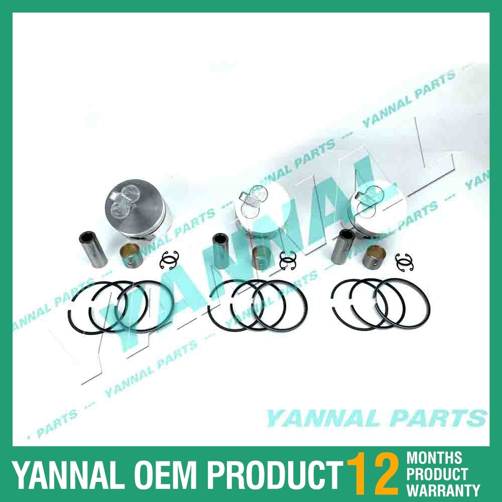 3-pack pistons with piston rings + 0.5mm for Yanmar 3TNE74 (double-bladed) (extra-large size)