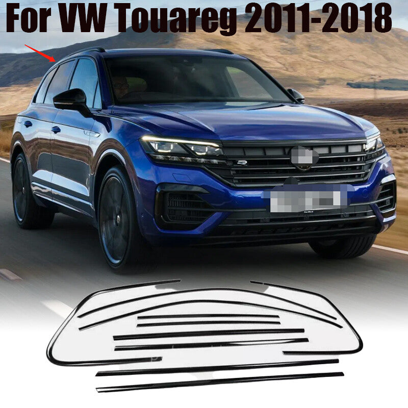 Black Titanium Windows Sill Molding Strip Trim 10PCS for VW Touareg 2011-2018