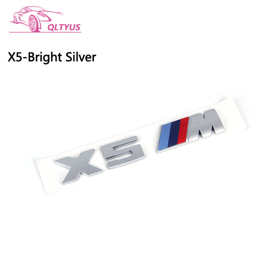 for BMW Silver Trunk Emblem X5 M Small Lettering Decal Badge Set