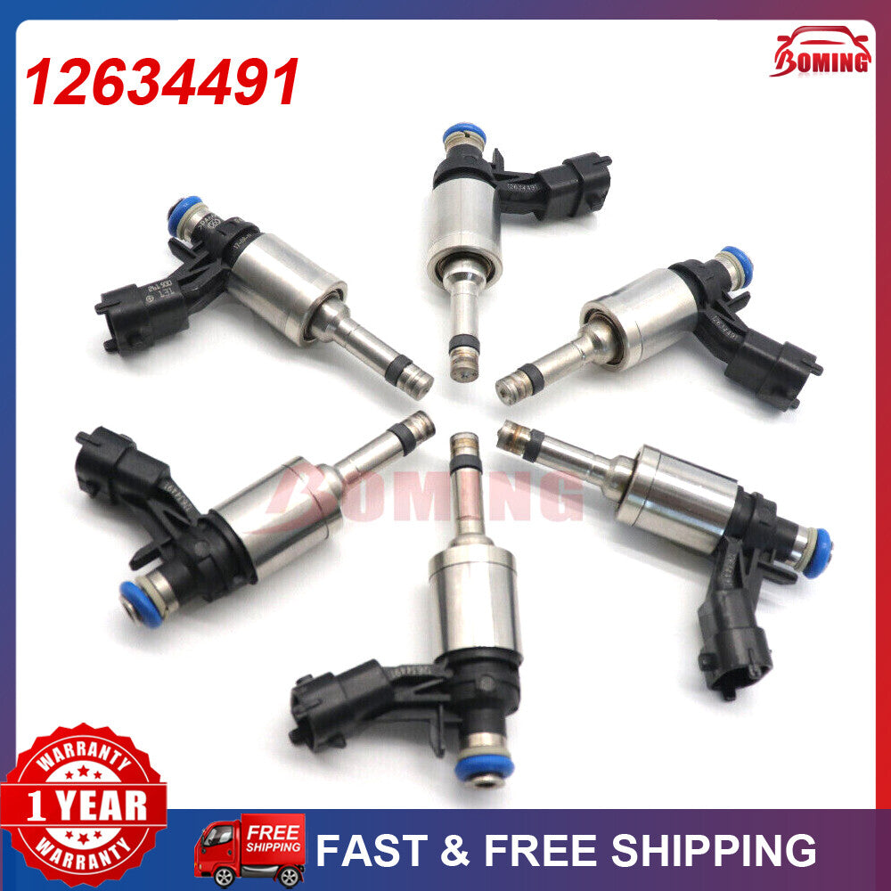 6 new fuel injectors, model 1263491, for GMC Acadia, for Chevrolet Traverse, and for Buick Enclave 3.6L.