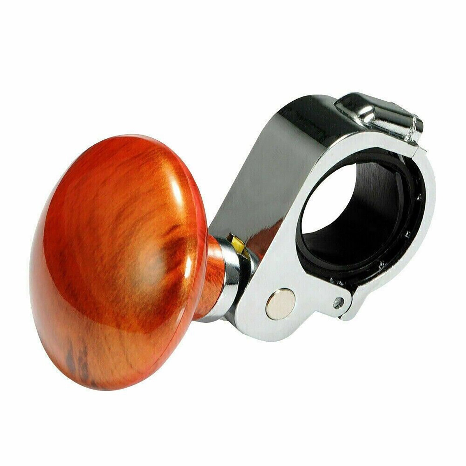 Woodgrain+Silver Steering Wheel Spinner Knob Handle Durable Replacement Parts