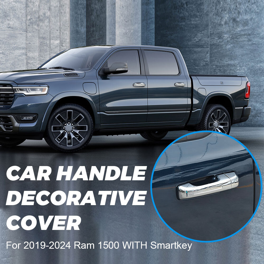 4x Chrome For 2019-2024 for Ram 1500 With Smartkey Cab Exterior Door Handle Covers