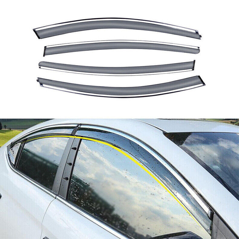 for Hyundai for Elantra 2017-20 W/Chrome Window Visor Sun Rain Guard Vent Shade Set