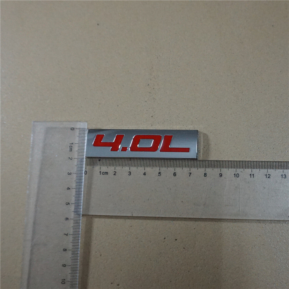 2x Chrome Red 4.0L Metal Emblem Decal Badge Sticker Car Engine Coupe Motorsports
