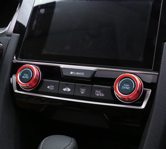 for Honda for Civic 10Th 16-20 Red Aluminum Console AC Button Control Ring Trim