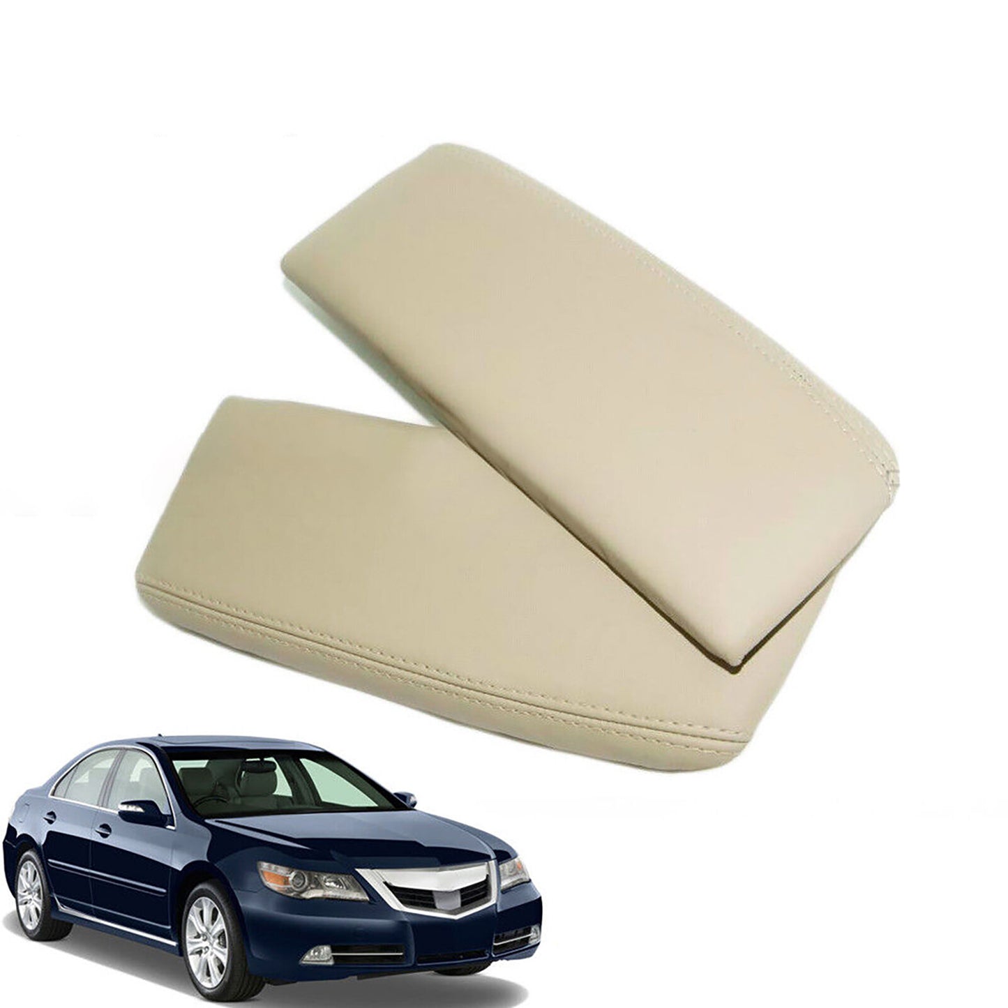 2Pcs Leather Console Lid Armrest Cover Skin for Acura RL 2005-10 Trim Beige Tan