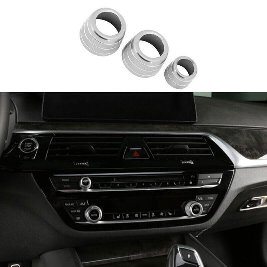 for BMW 5 Series G30 2018-2023 Silver Aluminum Middle Console Ac Knob Cover Trim