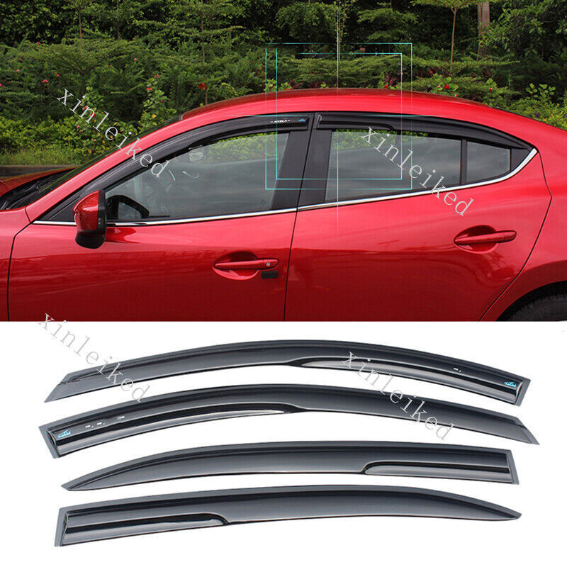 Black Sun Rain Visor Window Shield Deflector Guard for Mazda 3 Axela 2014-2018