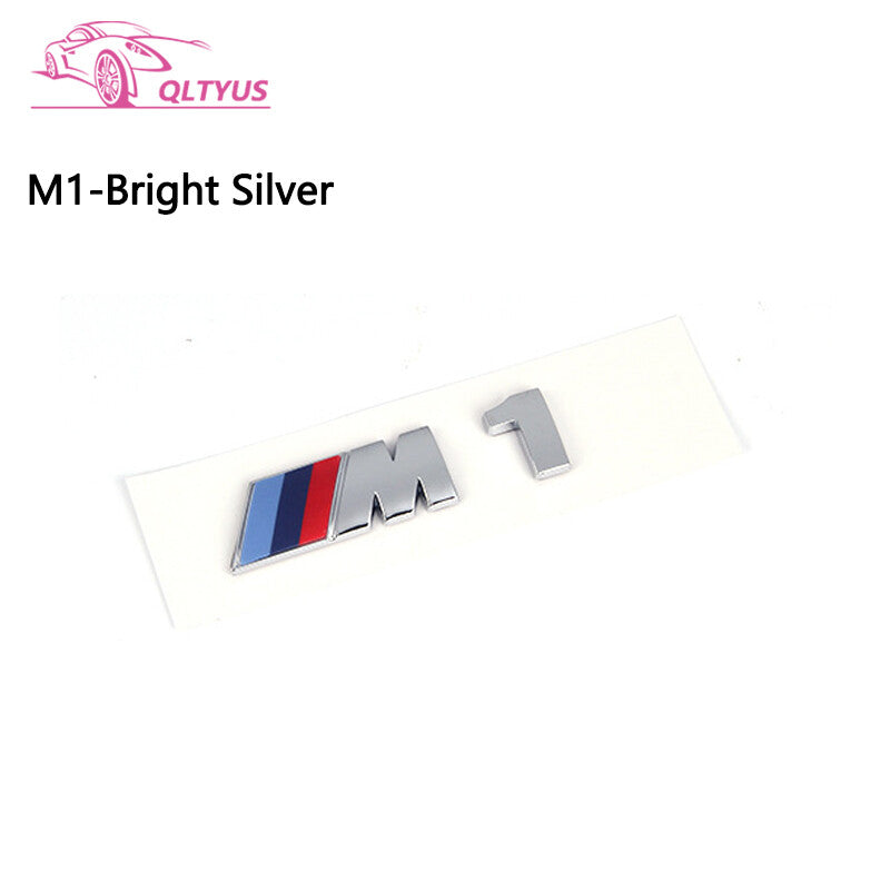 for BMW Silver Trunk Emblem M1 Small Lettering Decal Badge Set
