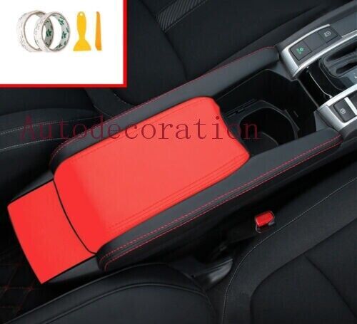 RedBlack Leather Central Console Armrest Box Cover for Honda for Civic 2016-2021