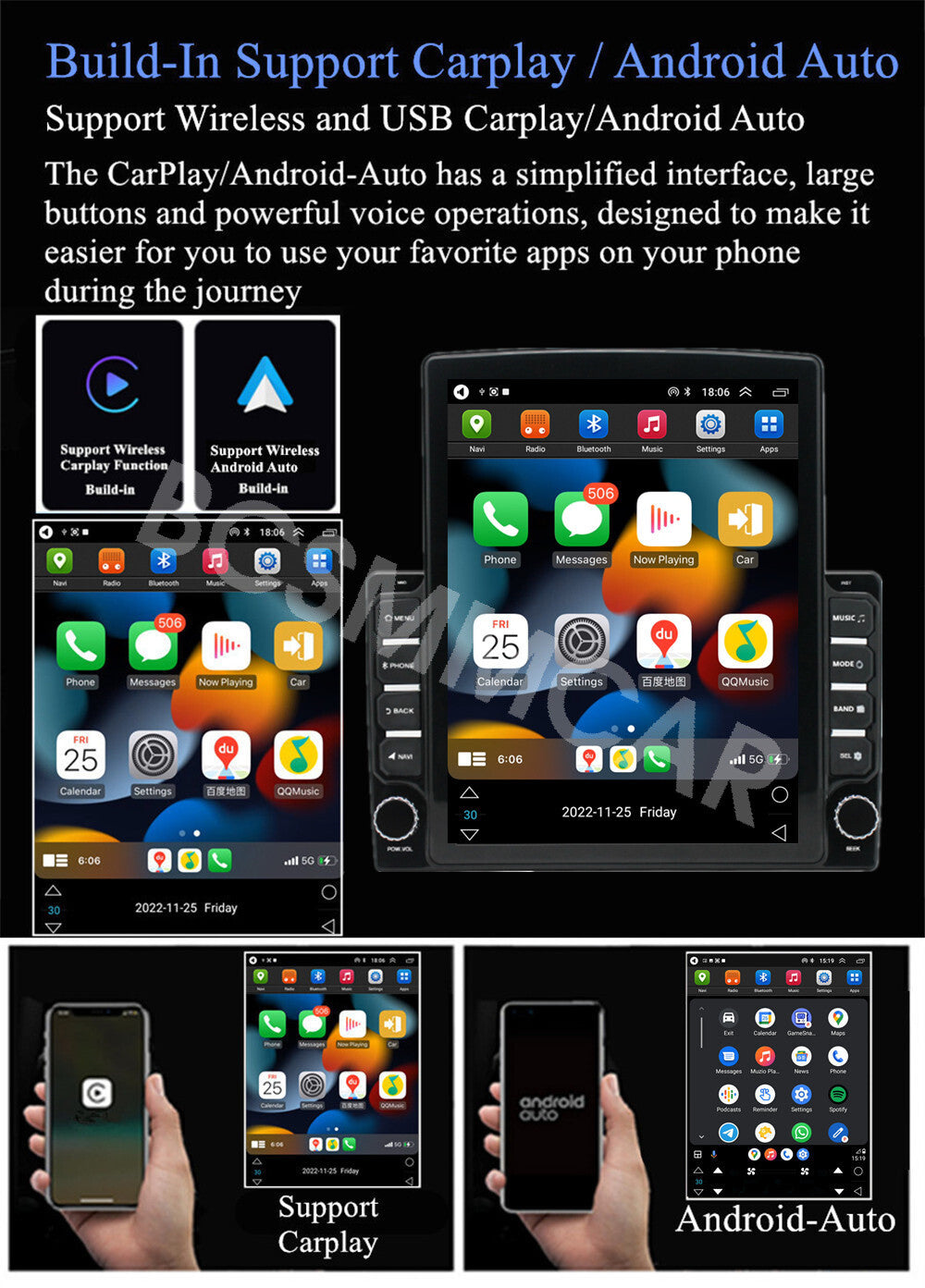 Android Car Radio Stereo Head Unit For Carplay Fit for Honda Accord 2003-2007