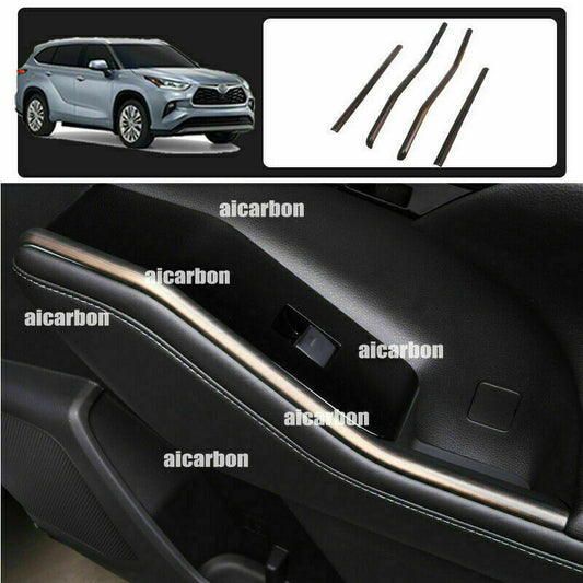 Wood Grain Window Lift Switch Side Strips Trim for Toyota Highlander 2020-2023