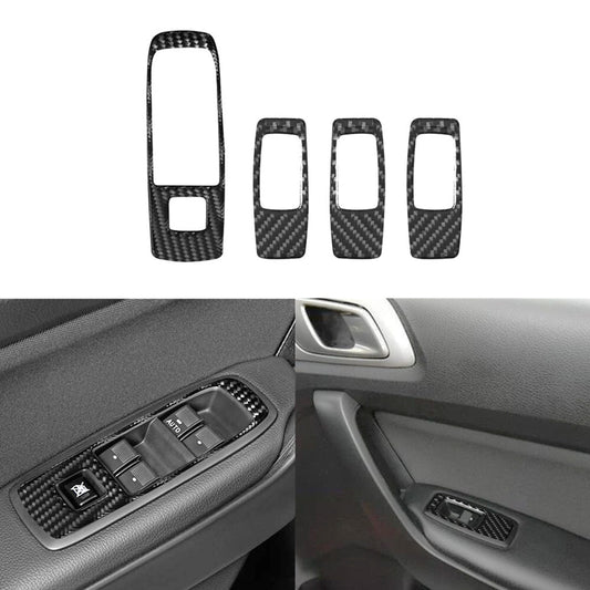 4X Carbon Fiber Door Control Switch Frame Cover Trim for Ford Ranger 2019-2022