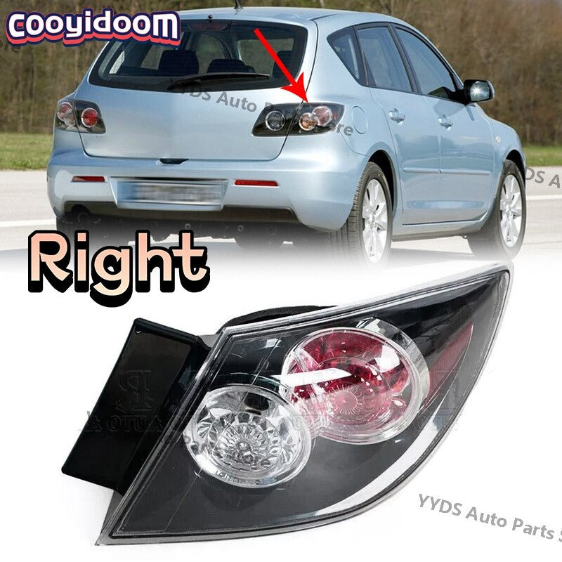 The right rear brake light and outer taillight are applicable to the for Mazda 3 BK Hatchback (2004-2010).