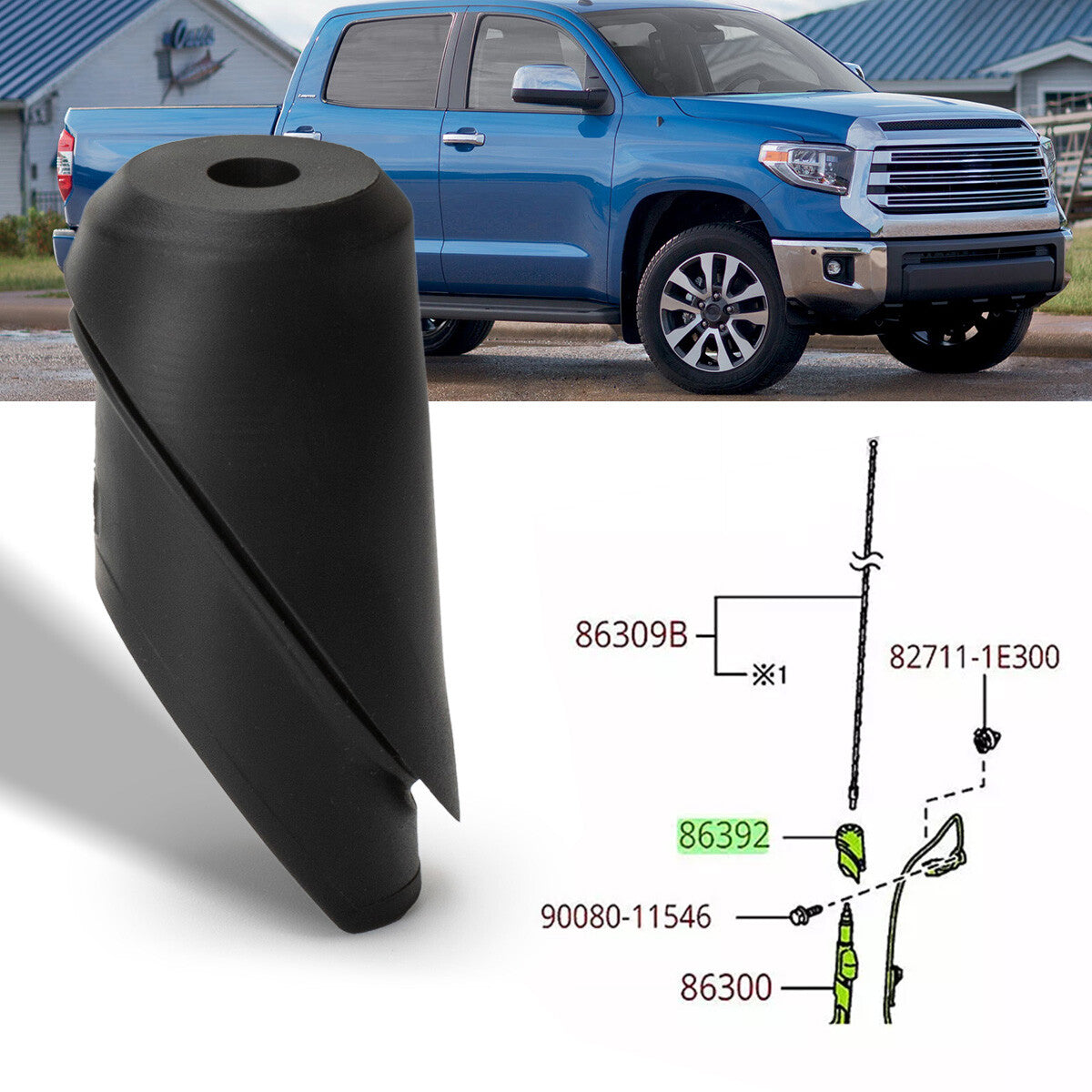 for Toyota Tundra 2014-2020 86392-0C030 Black Antenna Bezel Base Mount Ornament
