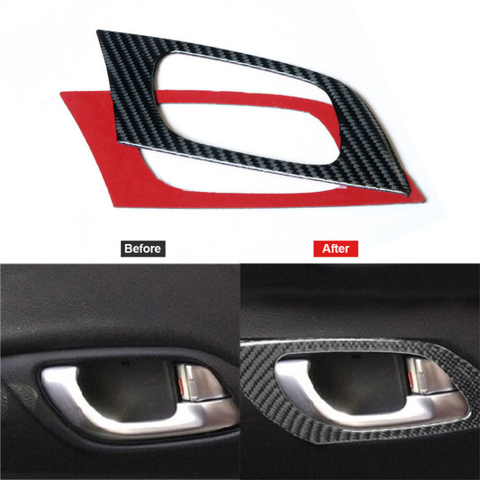 2x Carbon Fiber Door Handle Decor Trim Cover for Honda for Civic Coupe 2013-2015