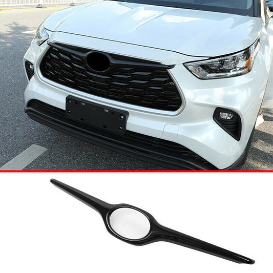 Piano Black Front Bumper Grille Logo Strip Cover for Toyota Highlander 2020-2023