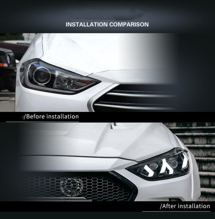 for Hyundai for Elantra 2017-2018 Front Left Right Headlight Headlamp Replacement 2X