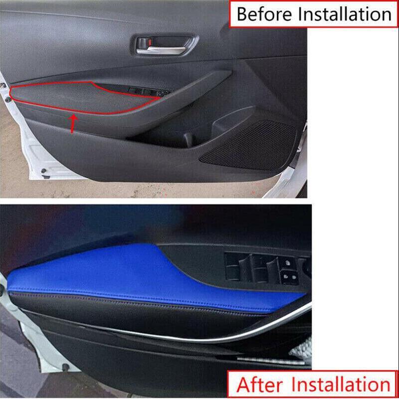 BlueBlack Leather Interior Door Armrest Cover 4pcs for Toyota for Corolla 2019-2022