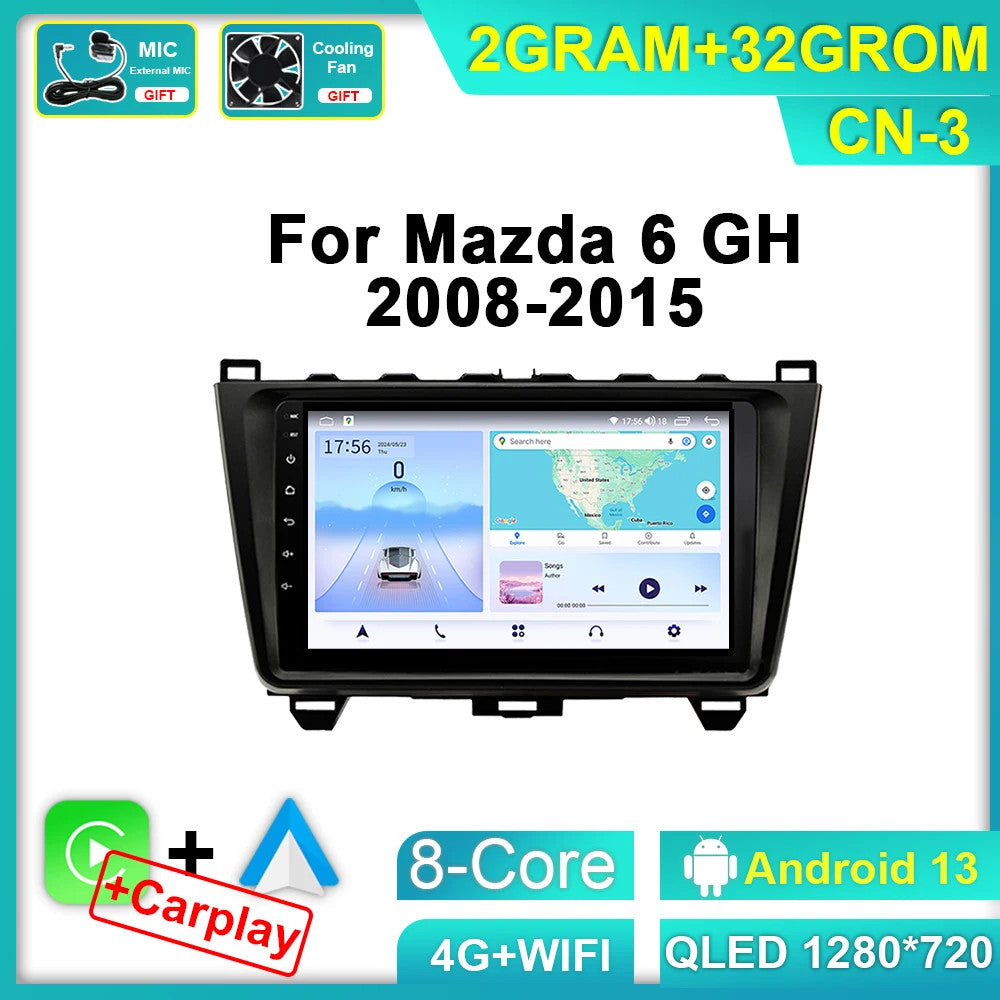 for Mazda 6 2 GH 2008-2015 Stereo CarPlay Car Radio GPS Multimedia Player Screen