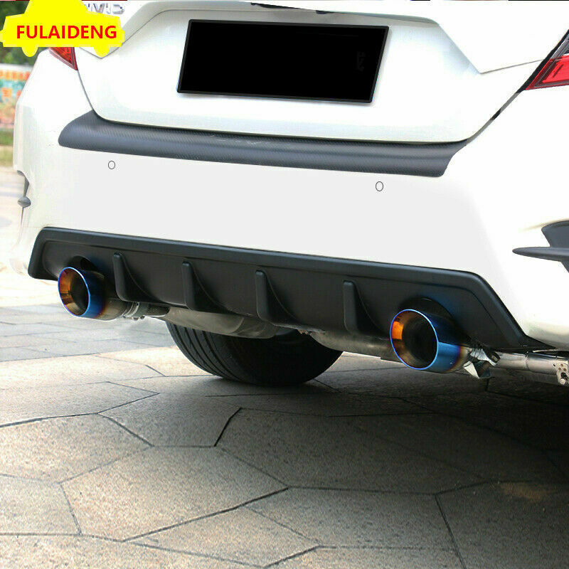 for Honda for Civic Sedan 2016-2021 Black Rear Bumper Diffuser Spoiler+CF Pipe Kit