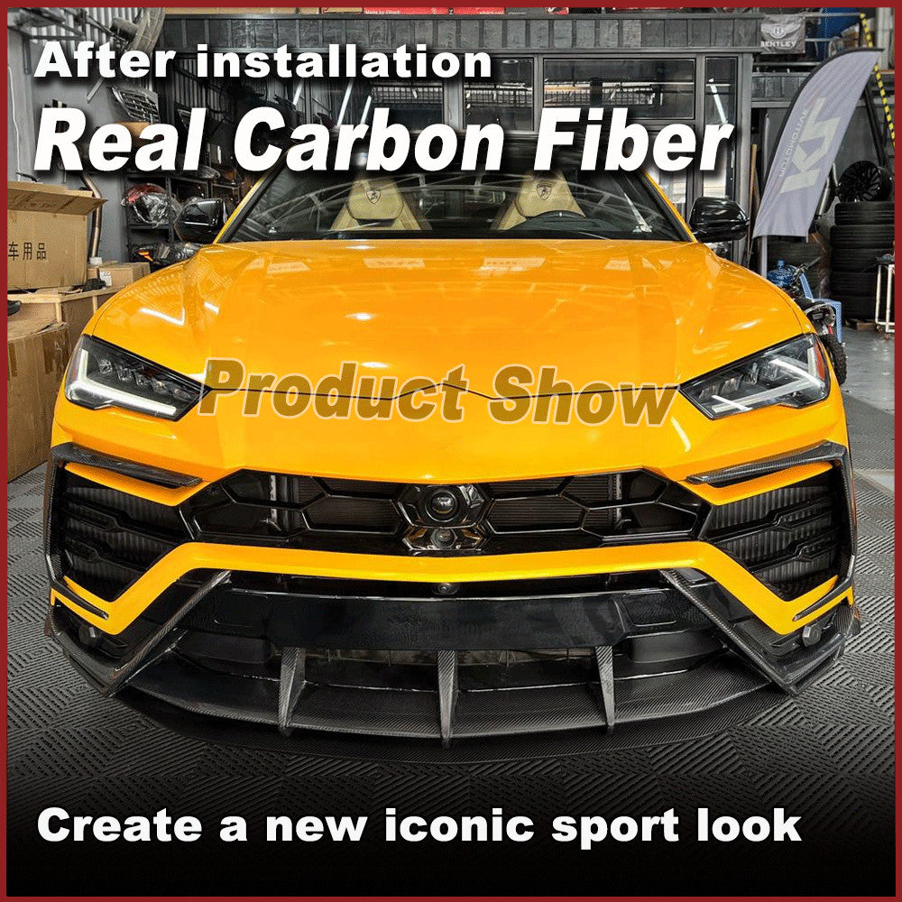 for Lamborghini Urus 2018-2021 Real Carbon Front Bumper Canards Fins Vent Cover