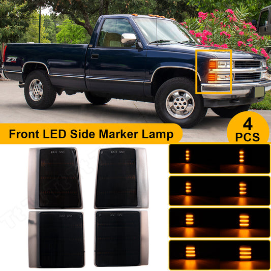 4-pack of fully smoked LED corner side marker lights suitable for 94-99 for Chevrolet C/K 1500 2500 3500