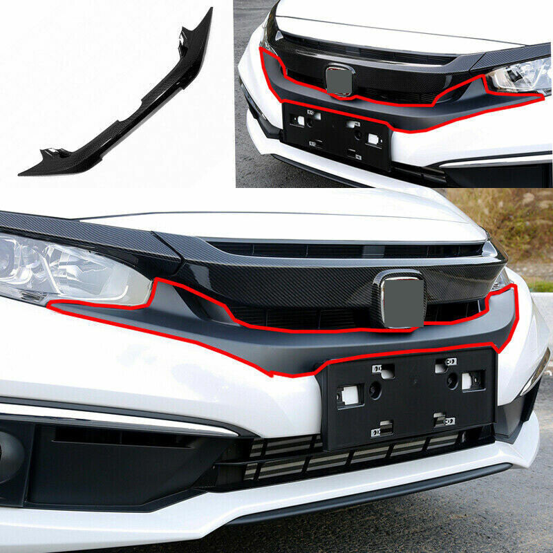 for Honda for Civic Sedan 2019-2021 Carbon ABS Front Lower Mesh Grille Cover Trim 1x