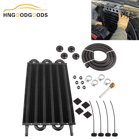 6-line/through-pipe and finned gearbox cooler universal 5/16 oil cooler kit in black