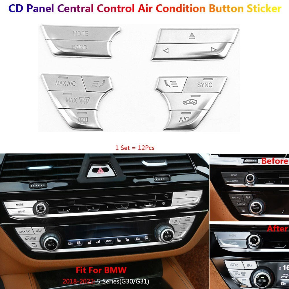 12x for BMW 5 Series G30 Car ConsoIe Interior CD AC Air Switch Button Cover Trim