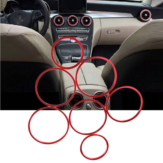 7-Piece Red Interior Vent Socket Cover Trim for Mercedes-Benz C-Class W205