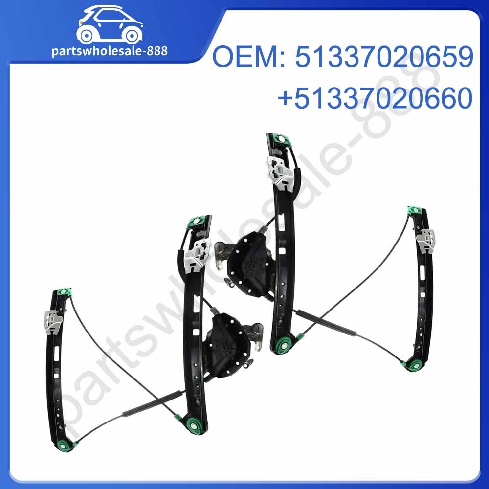 Pair Window Regulators Glass Set of 2 Front Driver  Passenger Side for 330 325