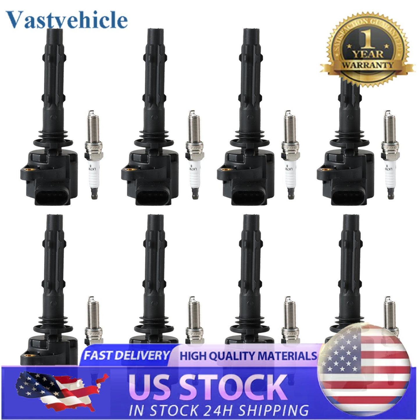 8X Ignition Coils + 8X Spark Plugs fits for Mercedes-Benz SL550 S550 G550 CL550 E550