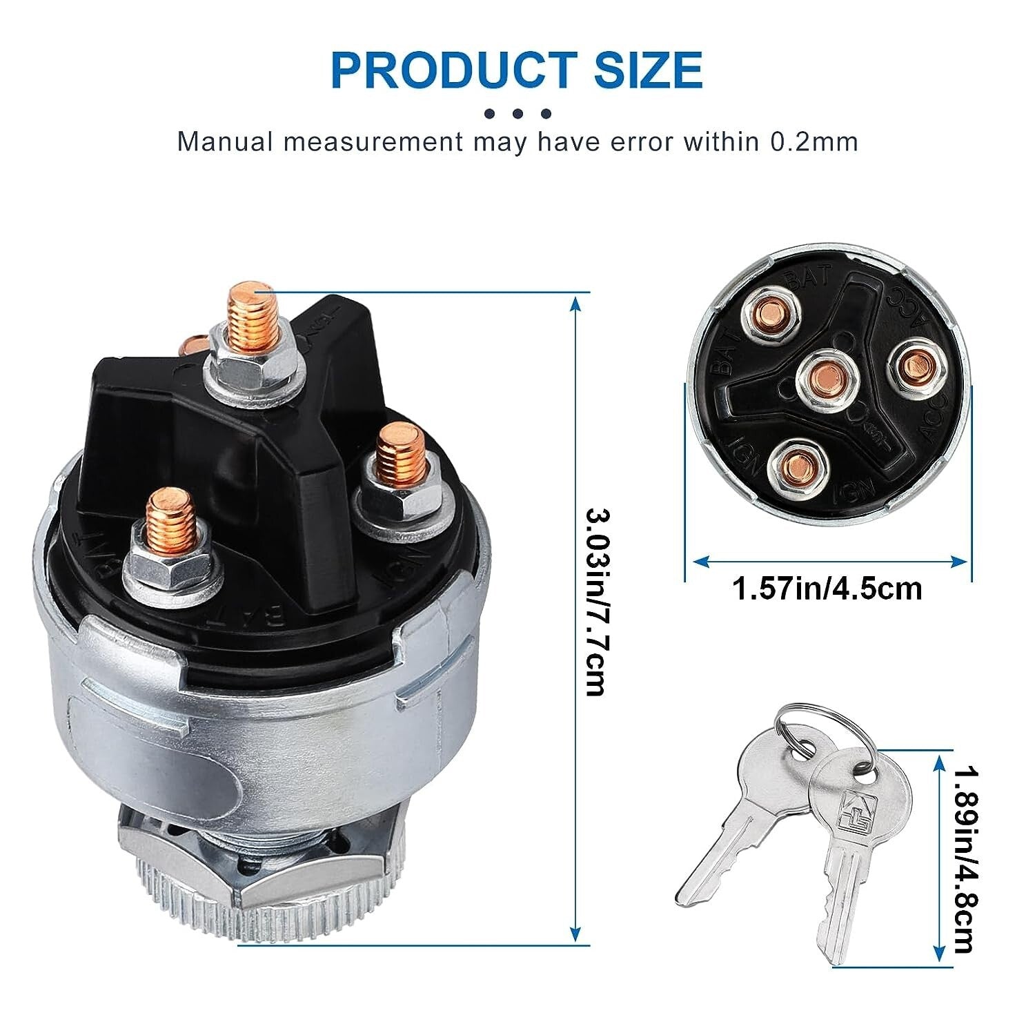 Ignition Key Switch 12v fit for Car, Forklift, Truck, Tractor, Trailer