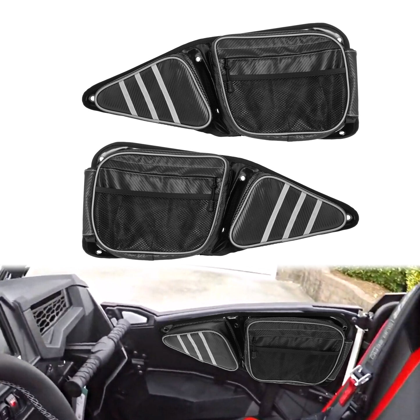 UTV Front Side Storage Door Bags w/ Knee Pad for Polaris RZR XP 1000 900 Turbo S