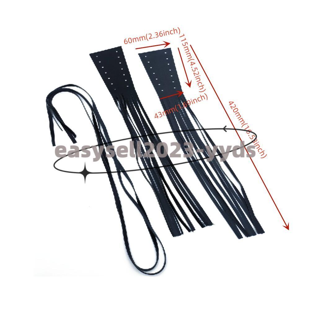 Black PU Leather Motorcycle Handle Bar Long Tassel Fringe Grip Cover Universal