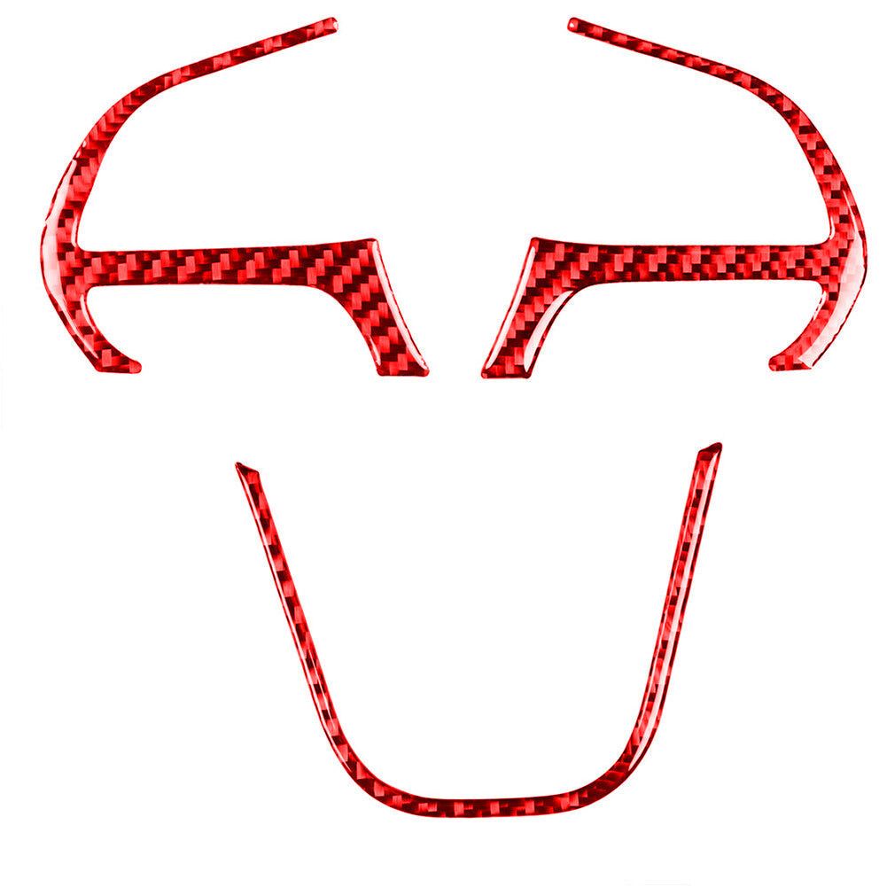 Red Steering Wheel Button Trim Cover Carbon Fiber for Dodge for Challenger 2015-2020