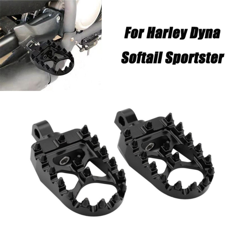 Black MX Style Wide Fat Foot Pegs Footrest Fit for Harley Dyna Softail Sportster