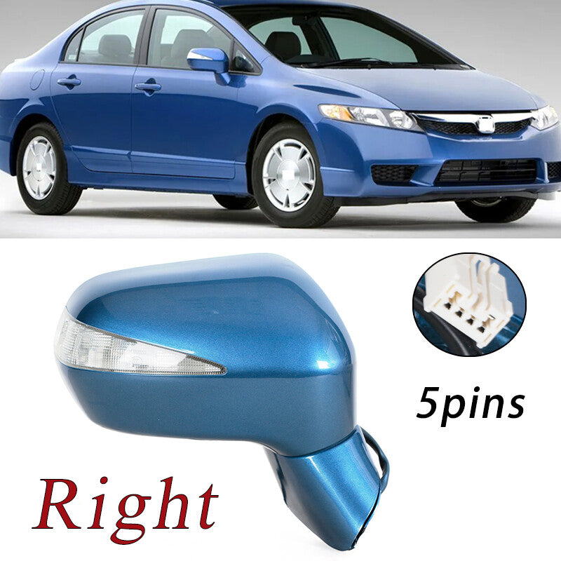 Right Blue Rearview Mirror Assy LED 5-PINS for HONDA for CIVIC FA1 FD1 FD2 2006-2011