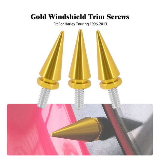3x Gold Impaler Spike Wind Screen Windshield Bolt For Electra Street Glide 96-13