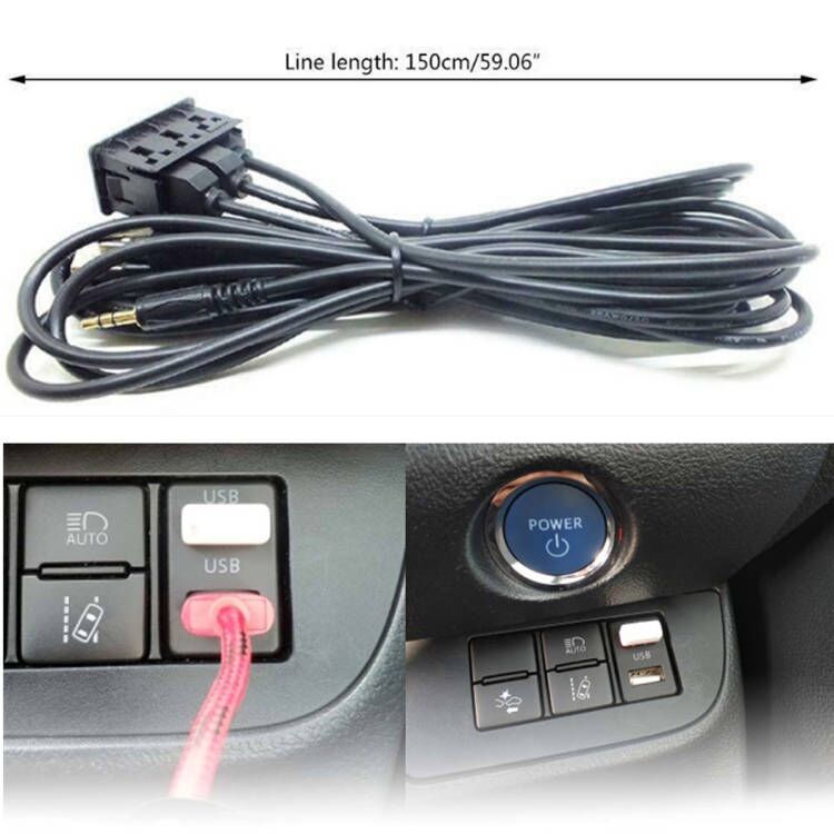 Car Dash AUX Flush Panel Mount Extension Cable Adapter 2 USB Port For Truck for SUV