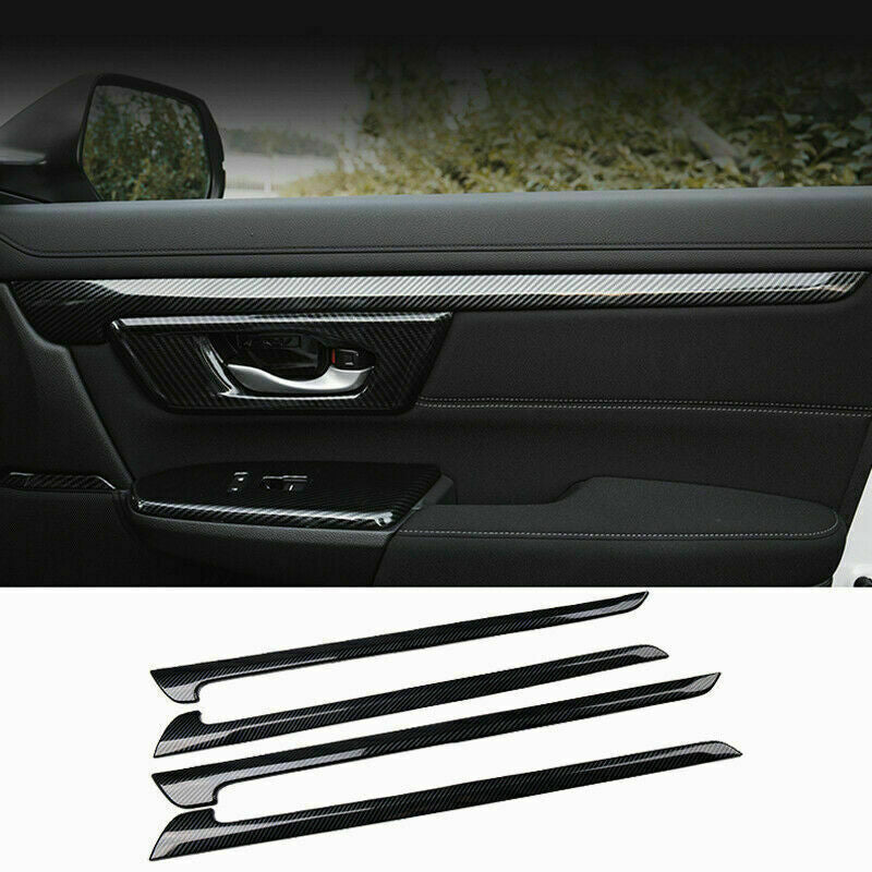 4X for Honda CR-V CRV 2017-2022 Carbon Fiber Inner Door Armrest Decor Cover Trim